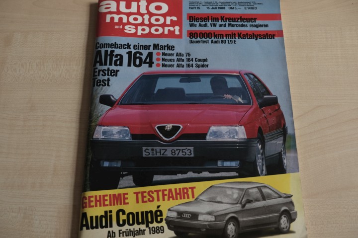 Deckblatt Auto Motor und Sport (15/1988)